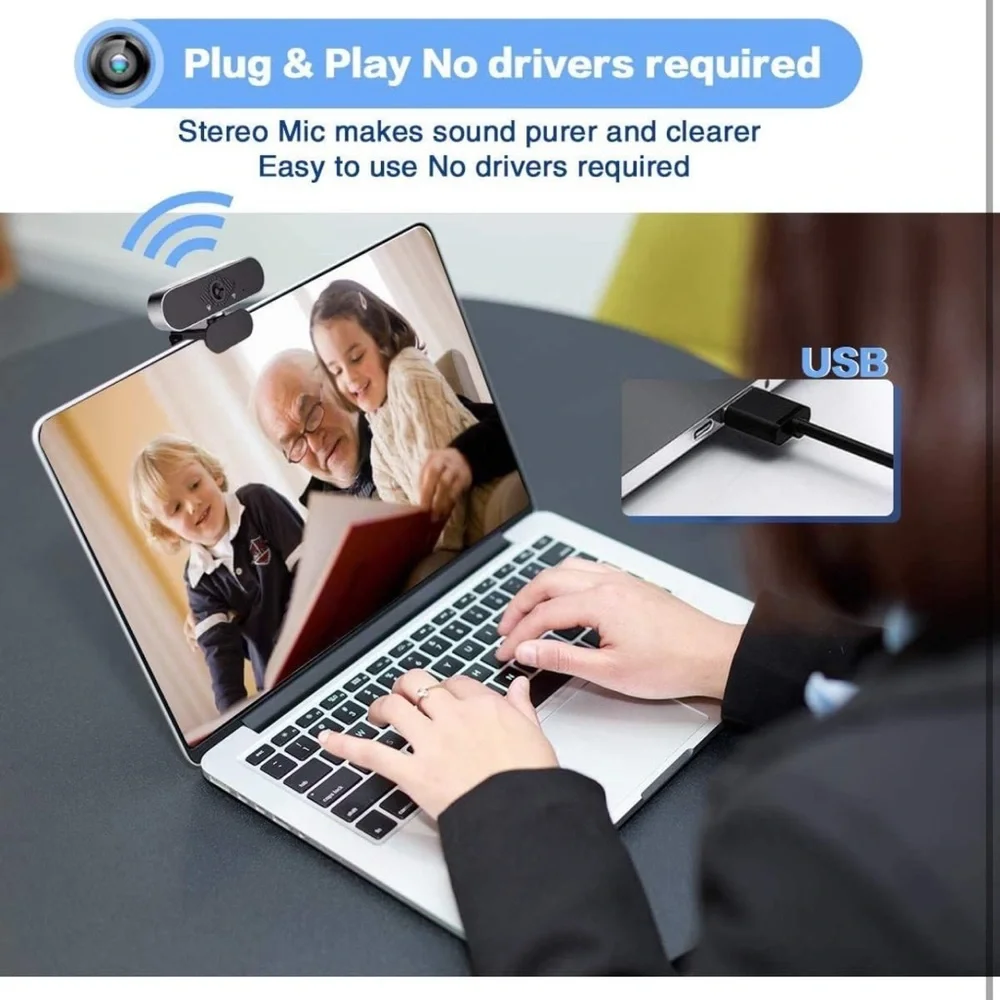 Web Camera with Microphone for Desktop - External Webcam 1080P Plug&Play